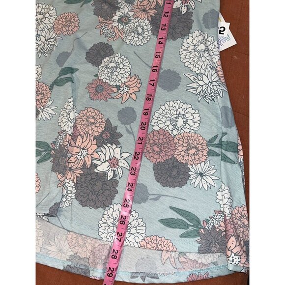 NWT LuLaRoe Cute Pastel Blue Floral Print Short-Sleeve Tunic Top Women's Size XS - Picture 8 of 9